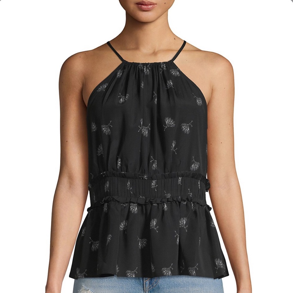 Joie Black Floral Halter Blouse